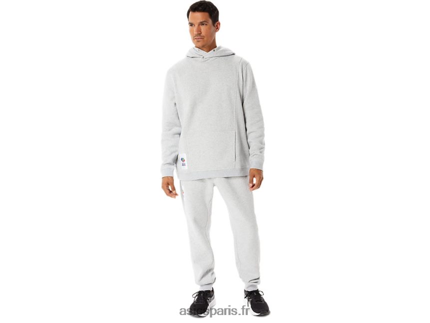 Hommes Asics m sunday sweat à capuche polaire wch BXL8B21284 gris clair chiné