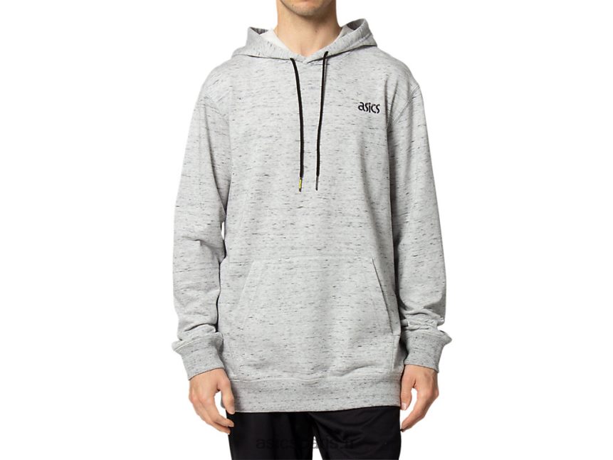 Hommes Asics sweat à capuche en molleton français BXL8B21651 gris piémont chiné