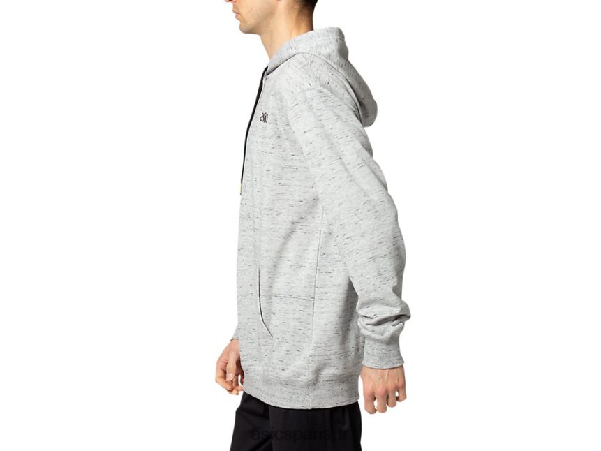 Hommes Asics sweat à capuche en molleton français BXL8B21651 gris piémont chiné