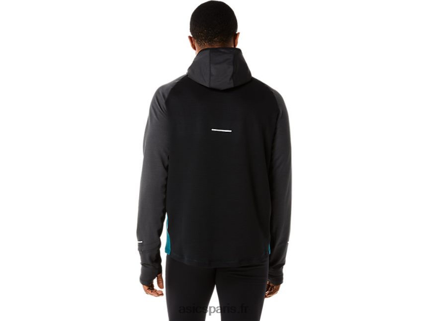 Hommes Asics sweat à capuche à manches longues pour la course d\'hiver BXL8B2840 velours pin chiné/noir