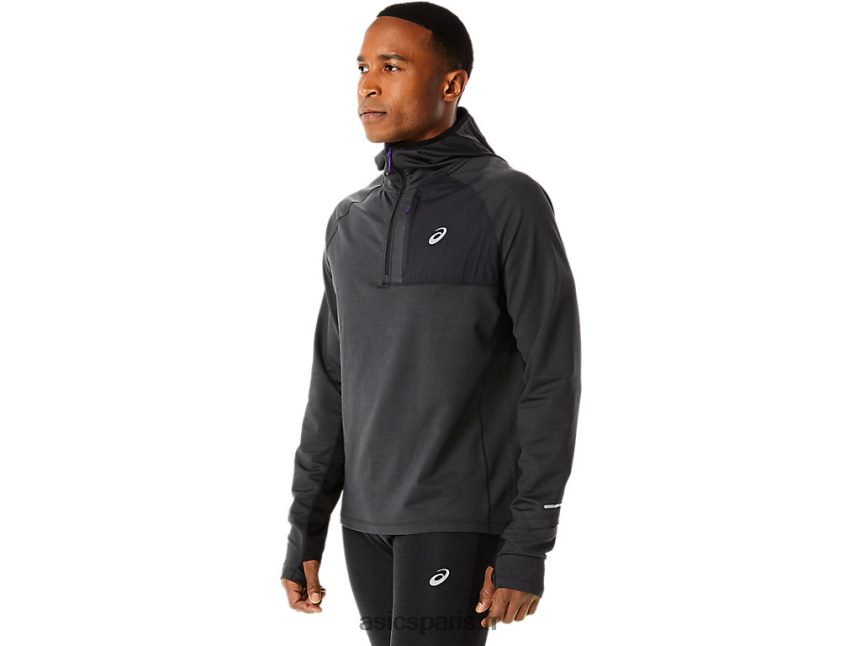 Hommes Asics sweat à capuche à manches longues pour la course d\'hiver BXL8B2885 performance noir chiné