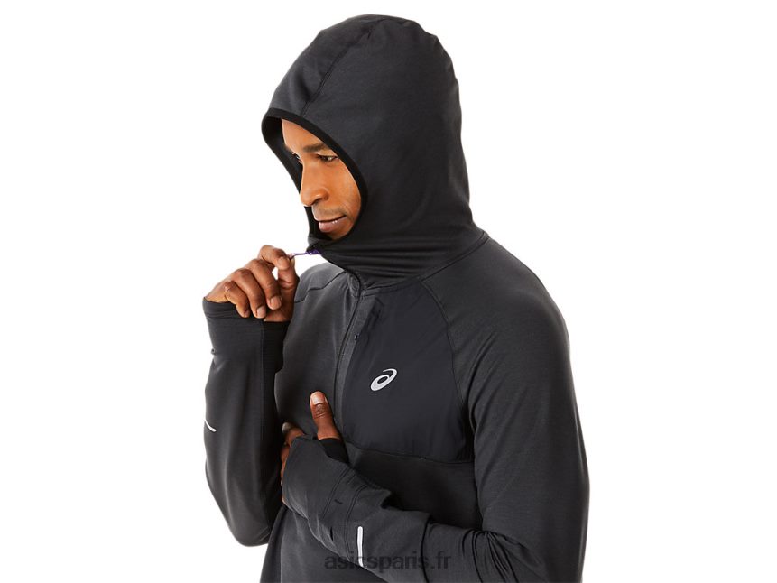 Hommes Asics sweat à capuche à manches longues pour la course d\'hiver BXL8B2885 performance noir chiné
