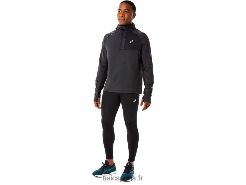 Hommes Asics sweat à capuche à manches longues pour la course d\'hiver BXL8B2885 performance noir chiné