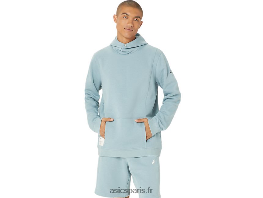 Hommes Asics sweat à capuche polaire dimanche BXL8B224 acier léger