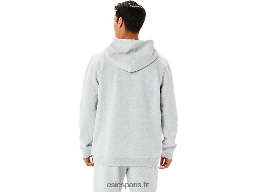 Hommes Asics sweat à capuche polaire dimanche lam BXL8B21346 gris clair chiné