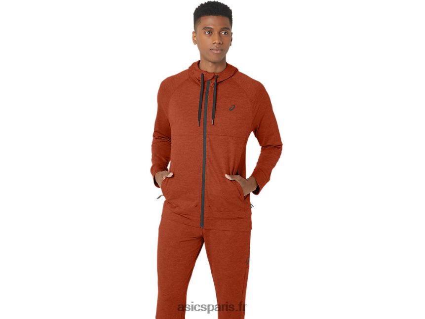 Hommes Asics sweat à capuche tech fz 2.0 BXL8B2299 teinture spatiale au latte aux épices