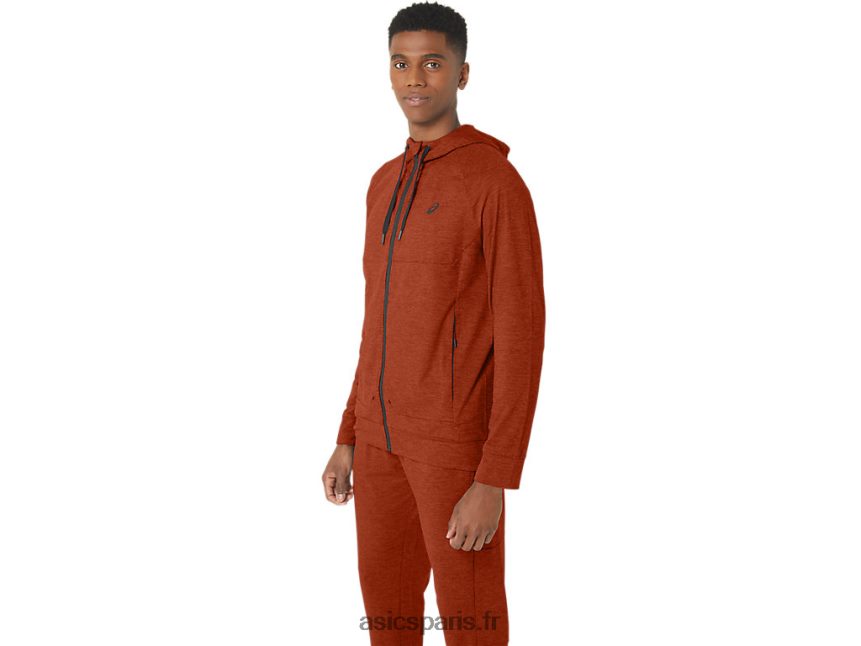 Hommes Asics sweat à capuche tech fz 2.0 BXL8B2299 teinture spatiale au latte aux épices