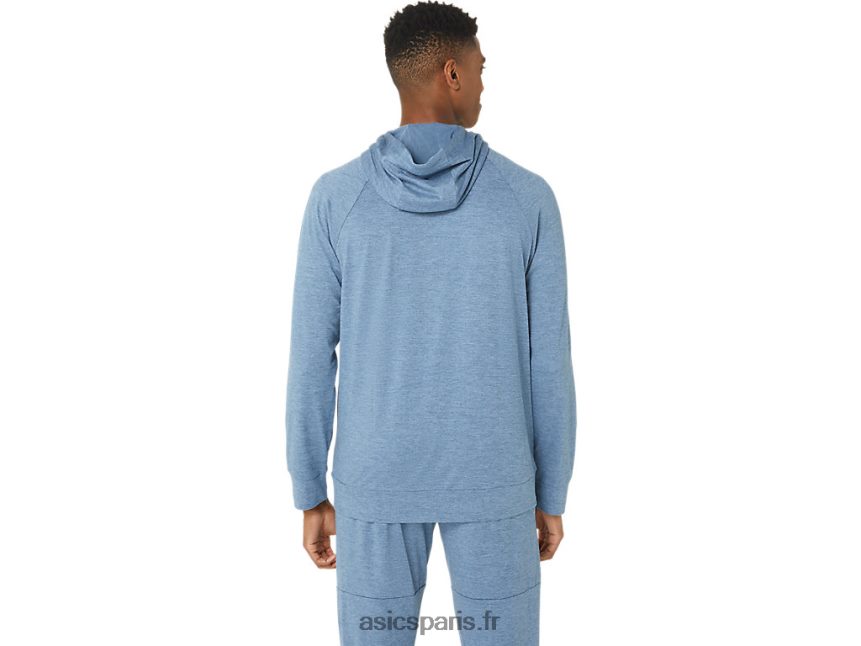 Hommes Asics sweat à capuche tech fz 2.0 BXL8B244 teinture spatiale bleu acier