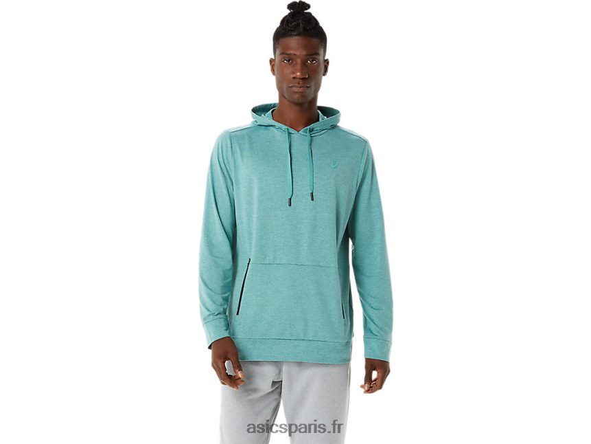 Hommes Asics sweat à capuche technique BXL8B21569 bruyère sauge