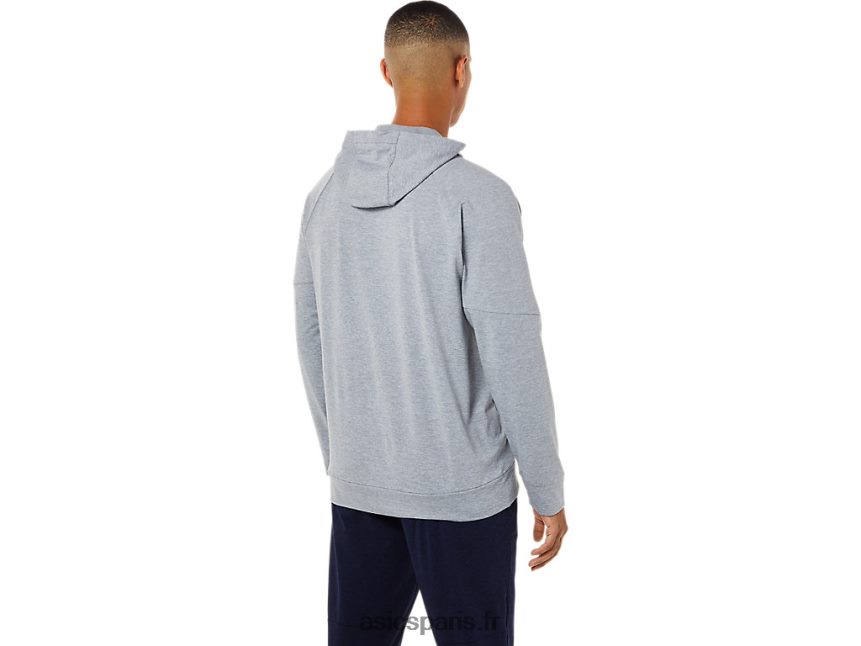 Hommes Asics sweat à capuche technique entièrement zippé BXL8B21780 bruyère en tôle