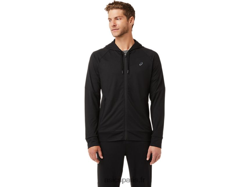 Hommes Asics sweat à capuche technique entièrement zippé BXL8B22029 performance noir