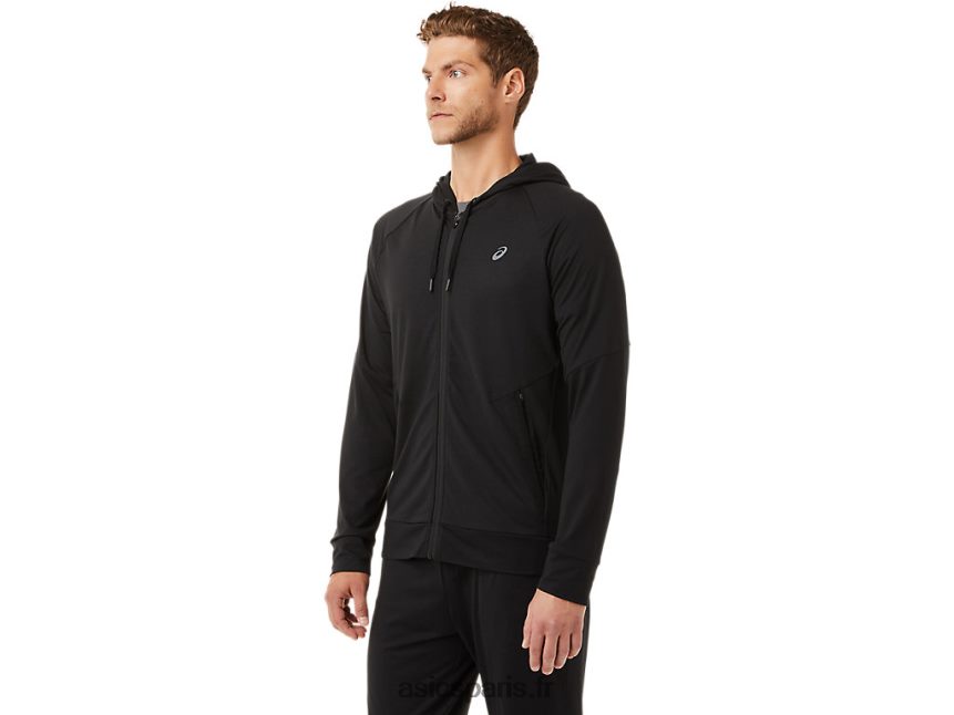 Hommes Asics sweat à capuche technique entièrement zippé BXL8B22029 performance noir