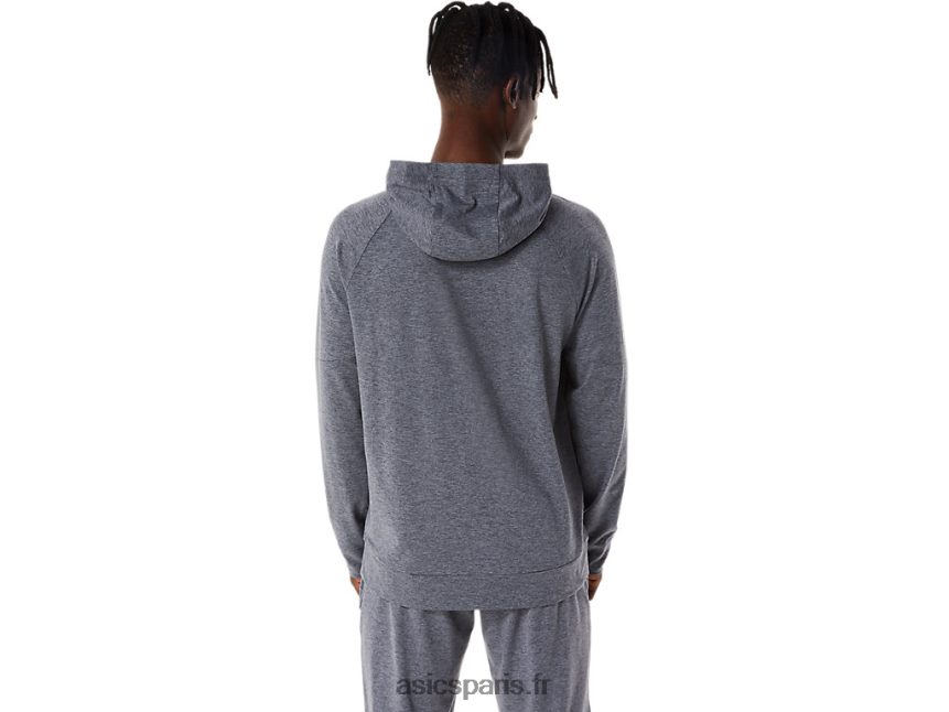 Hommes Asics sweat à capuche technique entièrement zippé BXL8B2817 gris metropolis chiné