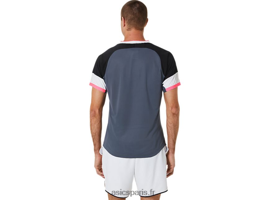 Hommes Asics assortir le haut à manches courtes BXL8B2454 performance noir/porteur gris