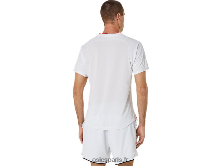 Hommes Asics assortir le haut à manches courtes BXL8B2499 blanc brillant
