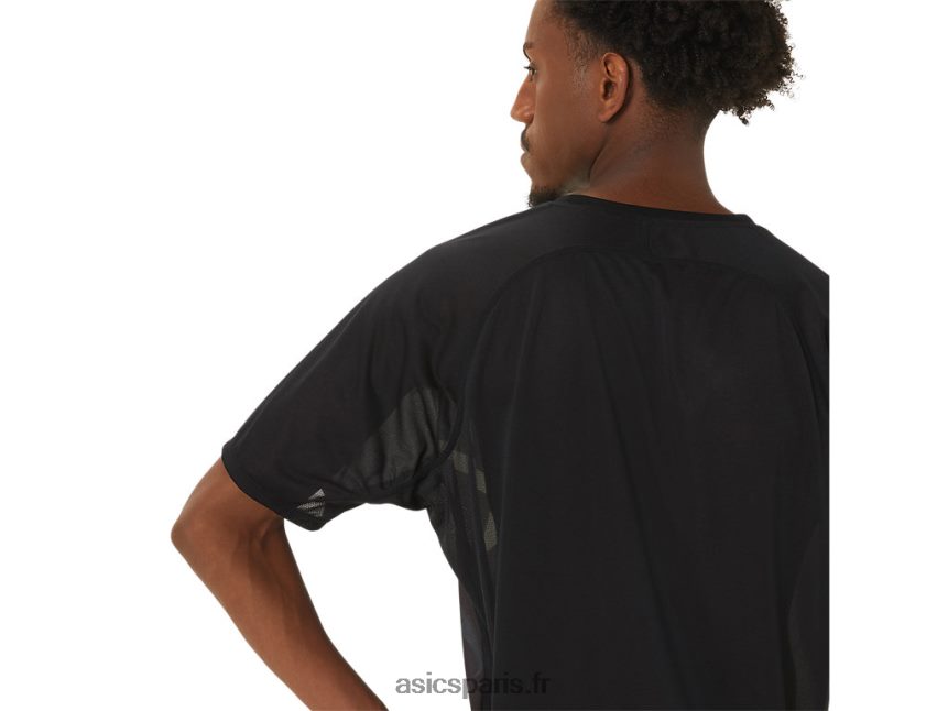 Hommes Asics cj-line haut léger à manches courtes BXL8B2255 performance noir/murmure vert