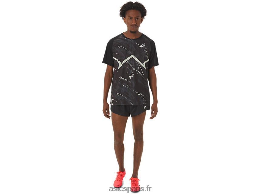 Hommes Asics cj-line haut léger à manches courtes BXL8B2255 performance noir/murmure vert