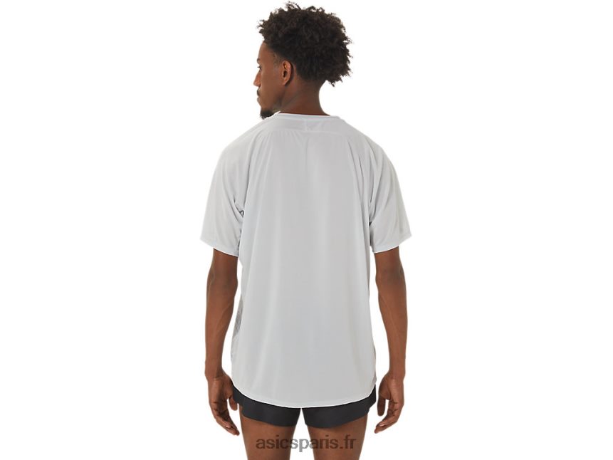 Hommes Asics cj-line haut léger à manches courtes BXL8B2258 gris glacier/rouge électrique
