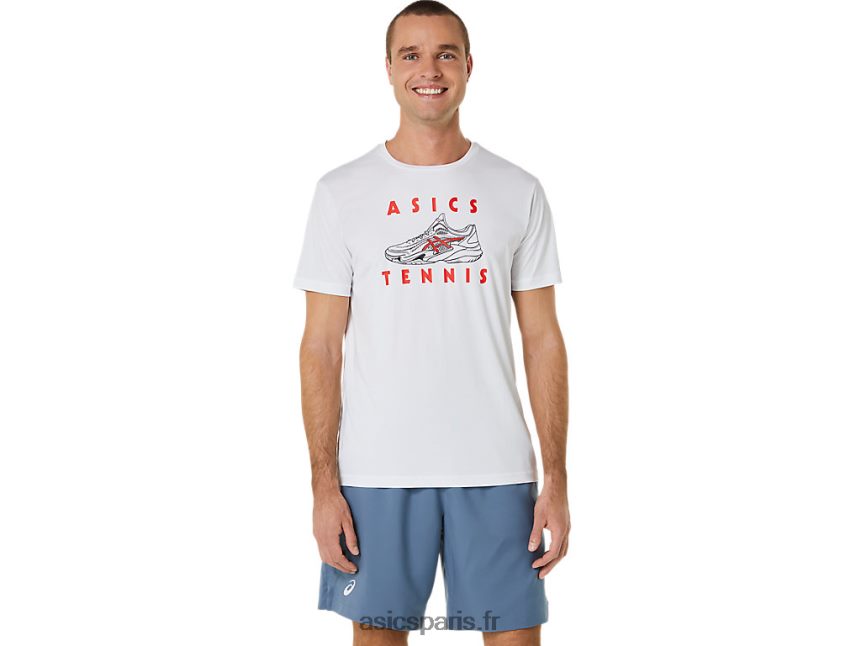 Hommes Asics escarpins t-shirt graphique BXL8B2534 blanc brillant