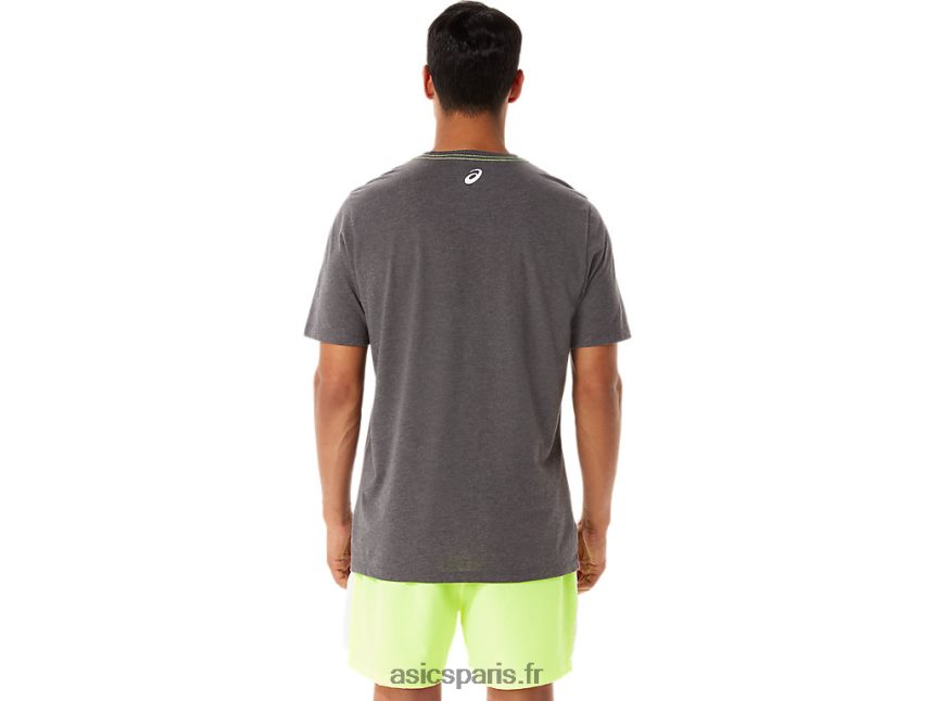 Hommes Asics graphique manches courtes wch BXL8B21280 chiné gris foncé