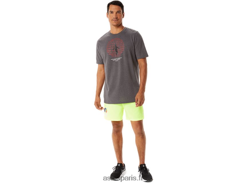 Hommes Asics graphique manches courtes wch BXL8B21280 chiné gris foncé