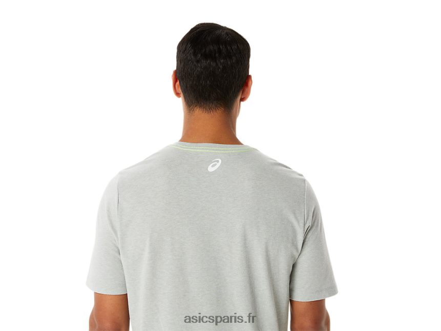 Hommes Asics graphique manches courtes wch BXL8B21281 gris clair chiné