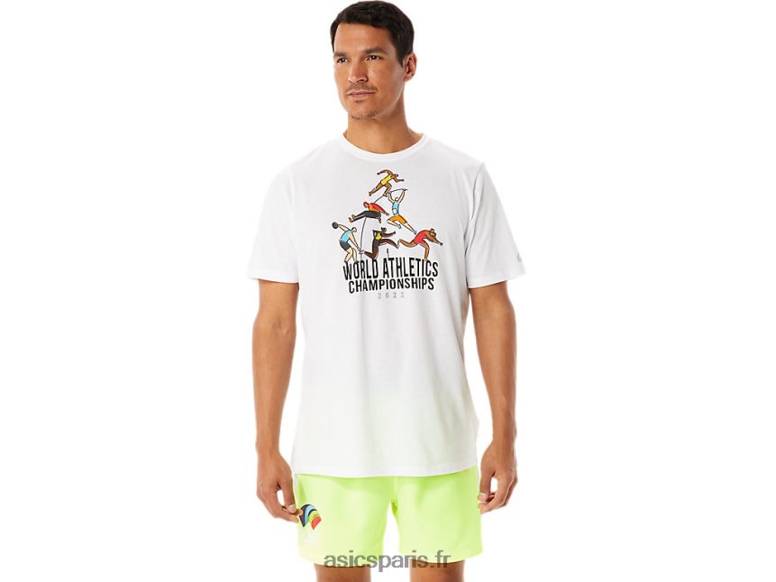 Hommes Asics graphique manches courtes wch BXL8B21286 blanc brillant