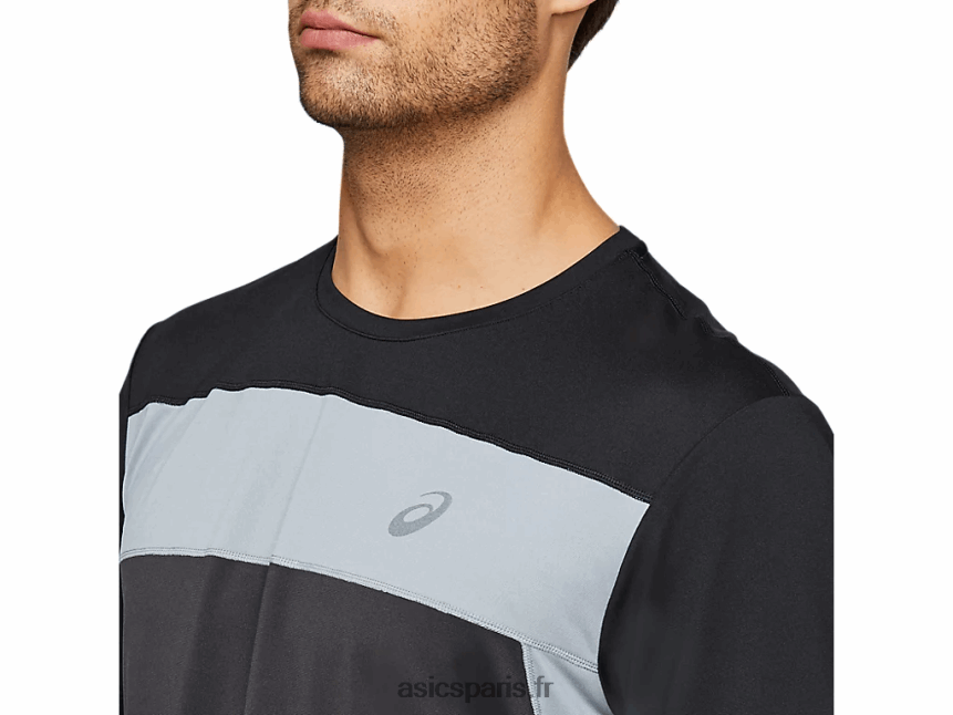 Hommes Asics haut de course à manches courtes BXL8B22052 gris graphite/noir performance