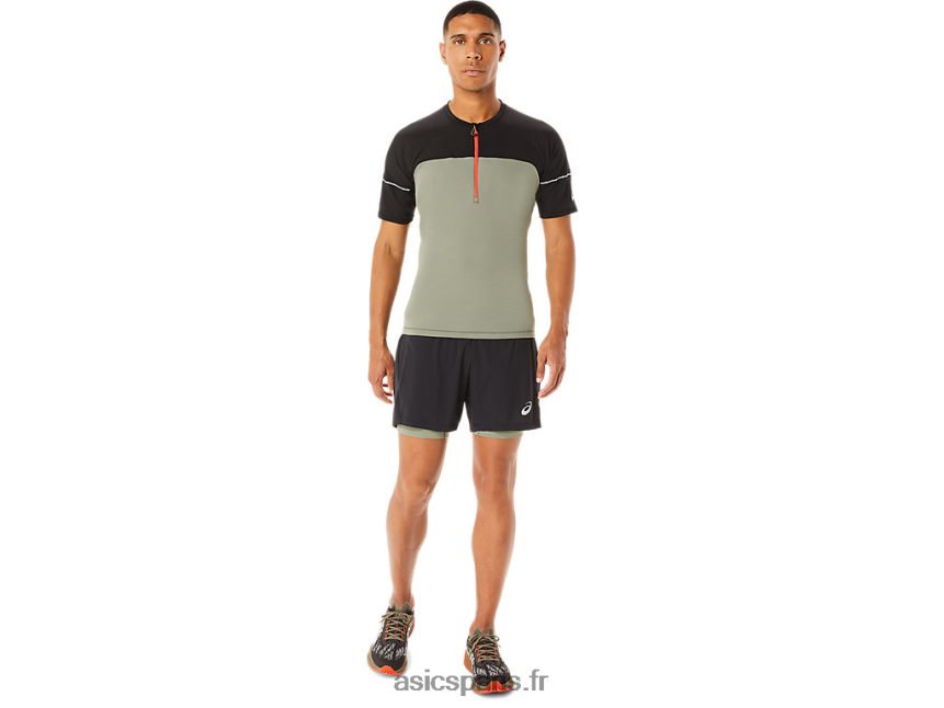Hommes Asics haut fujitrail BXL8B21088 vert lichen/noir performance