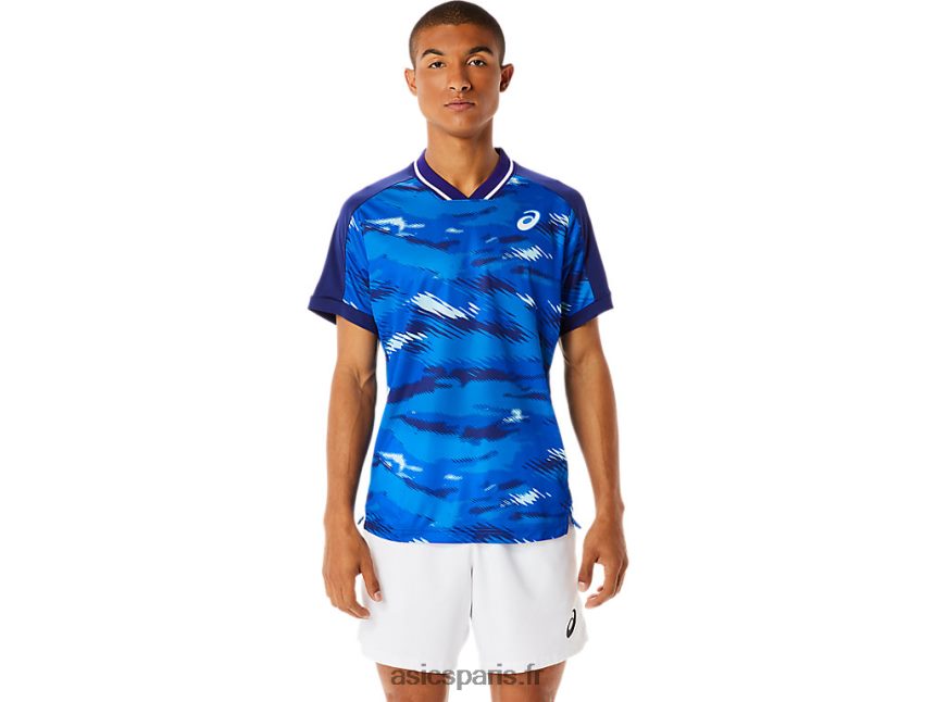 Hommes Asics haut graphique à manches courtes BXL8B21076 bleu de plongée