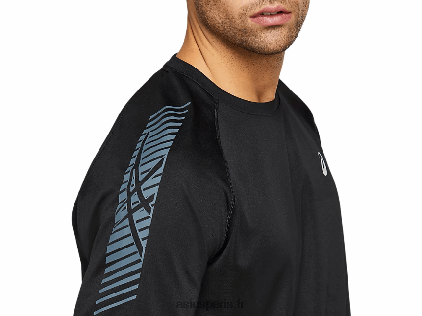 Hommes Asics haut à manches courtes Icon BXL8B21978 performance noir/porteur gris