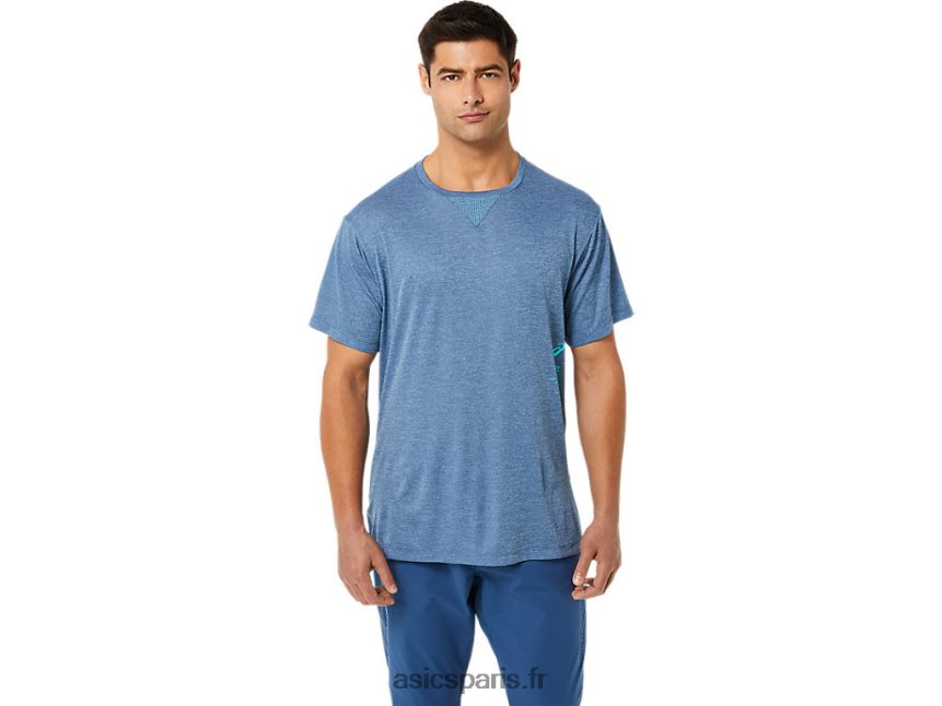 Hommes Asics haut à manches courtes actibreeze jacquard BXL8B21514 bruyère grand requin