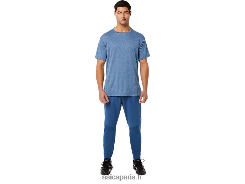 Hommes Asics haut à manches courtes actibreeze jacquard BXL8B21514 bruyère grand requin