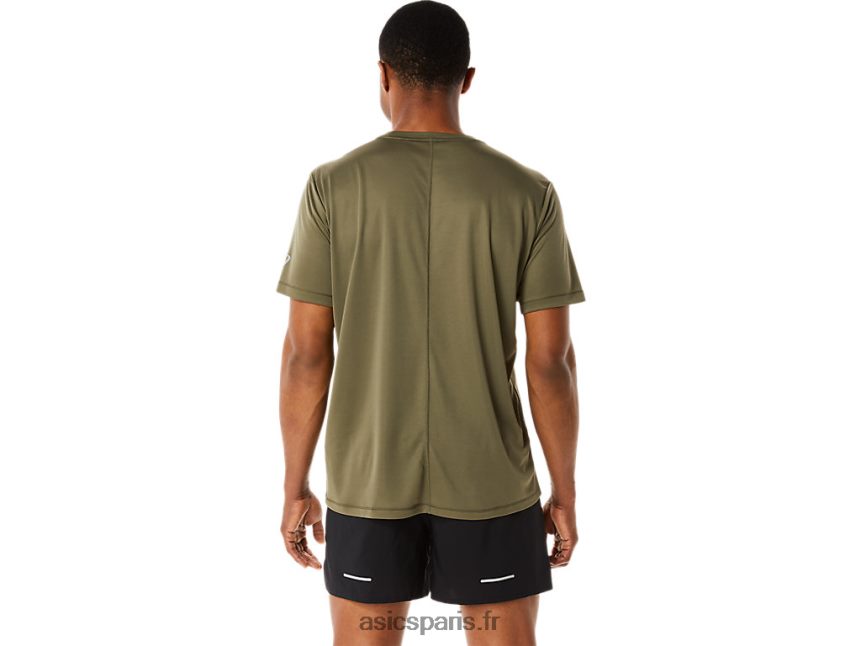 Hommes Asics haut à manches courtes avec logo fujitrail BXL8B21091 manteau vert