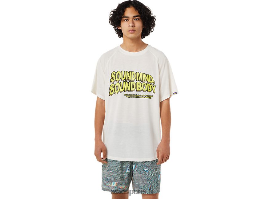 Hommes Asics haut à manches courtes avec poche BXL8B21405 crème