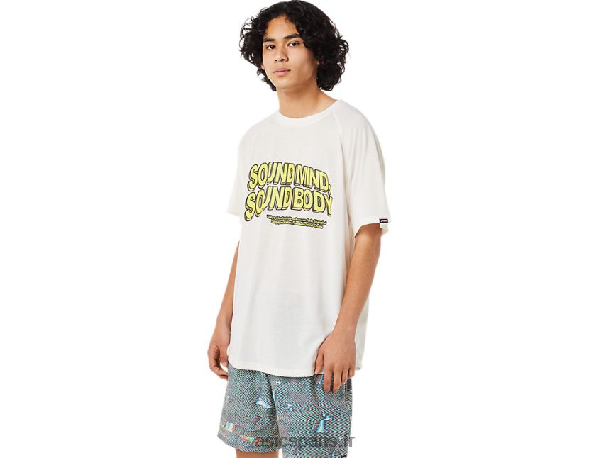 Hommes Asics haut à manches courtes avec poche BXL8B21405 crème