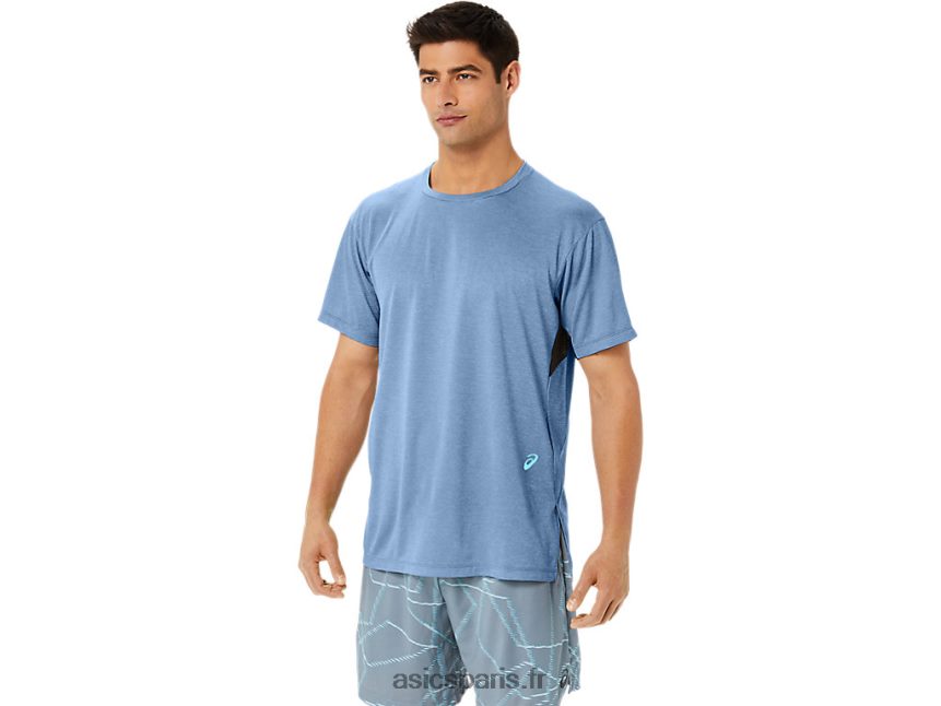 Hommes Asics haut à manches courtes à imprimé gel-cool BXL8B21354 bruyère grand requin