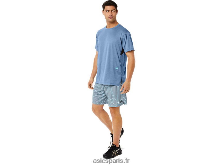 Hommes Asics haut à manches courtes à imprimé gel-cool BXL8B21354 bruyère grand requin