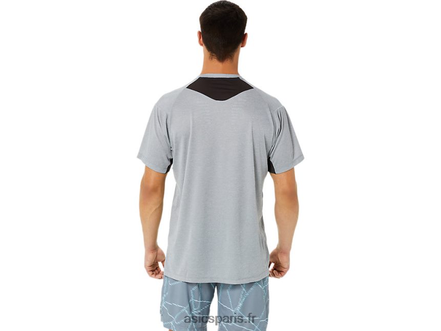 Hommes Asics haut à manches courtes à imprimé gel-cool BXL8B21421 bruyère en tôle