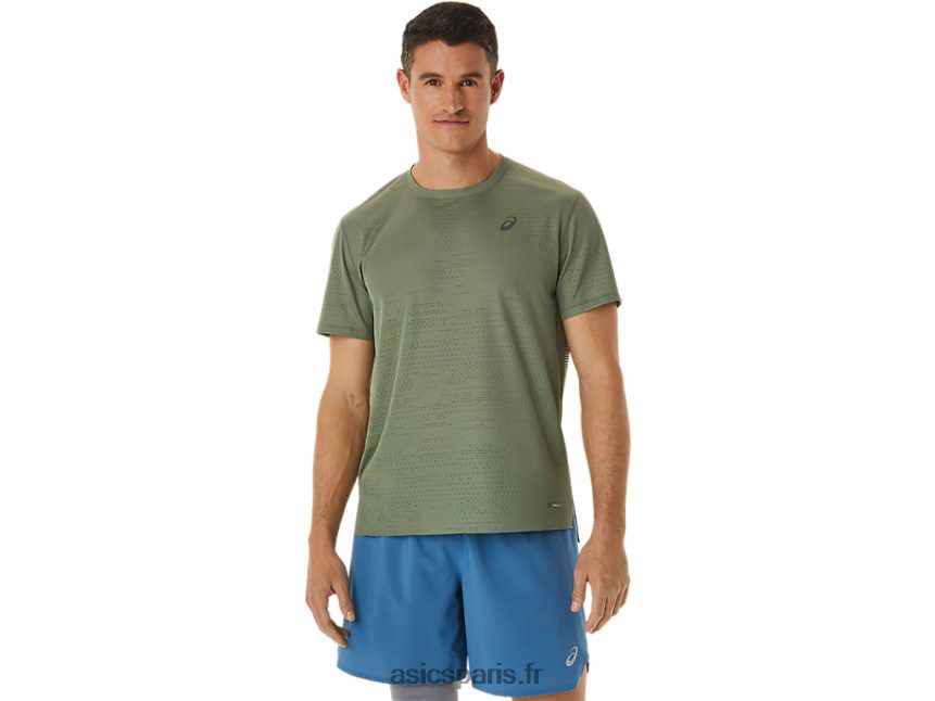 Hommes Asics haut à manches courtes ventilé actibreeze BXL8B21042 vert lichen