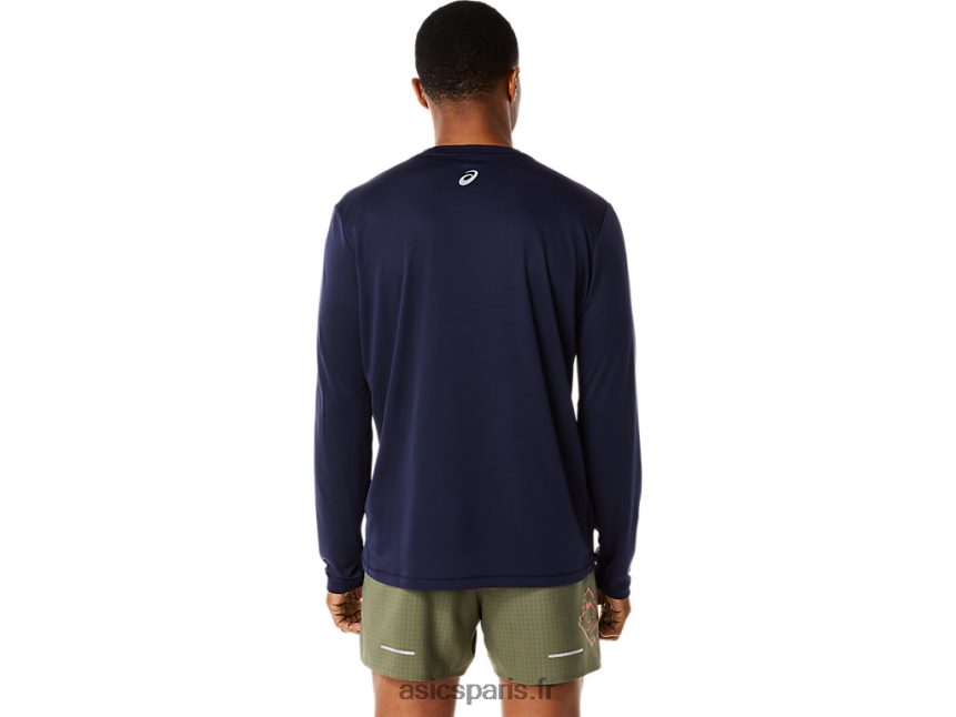 Hommes Asics haut à manches longues avec logo fujitrail BXL8B21067 minuit