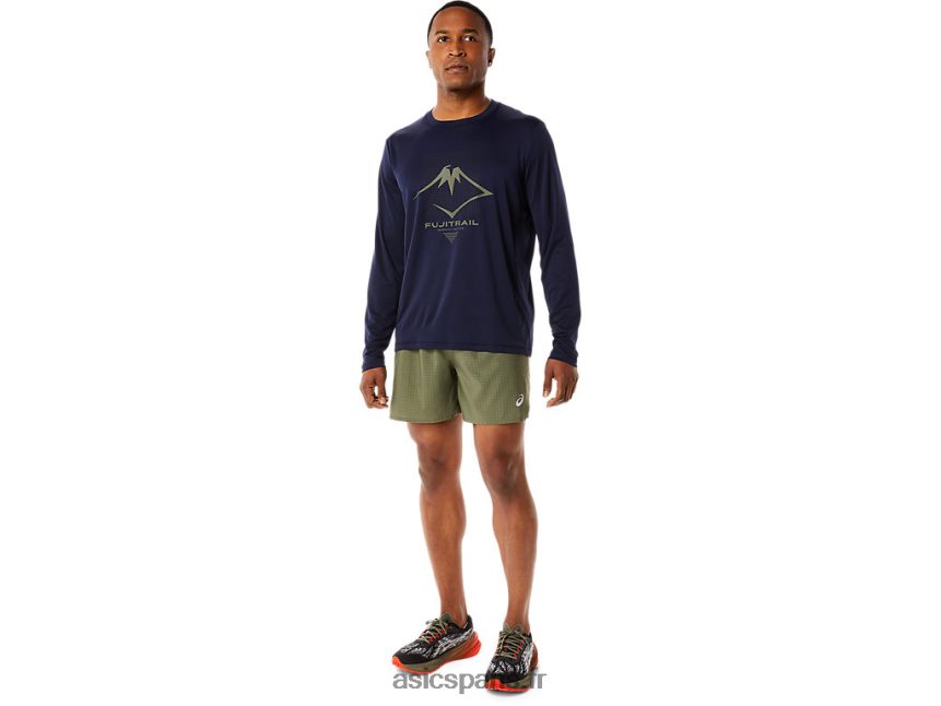 Hommes Asics haut à manches longues avec logo fujitrail BXL8B21067 minuit