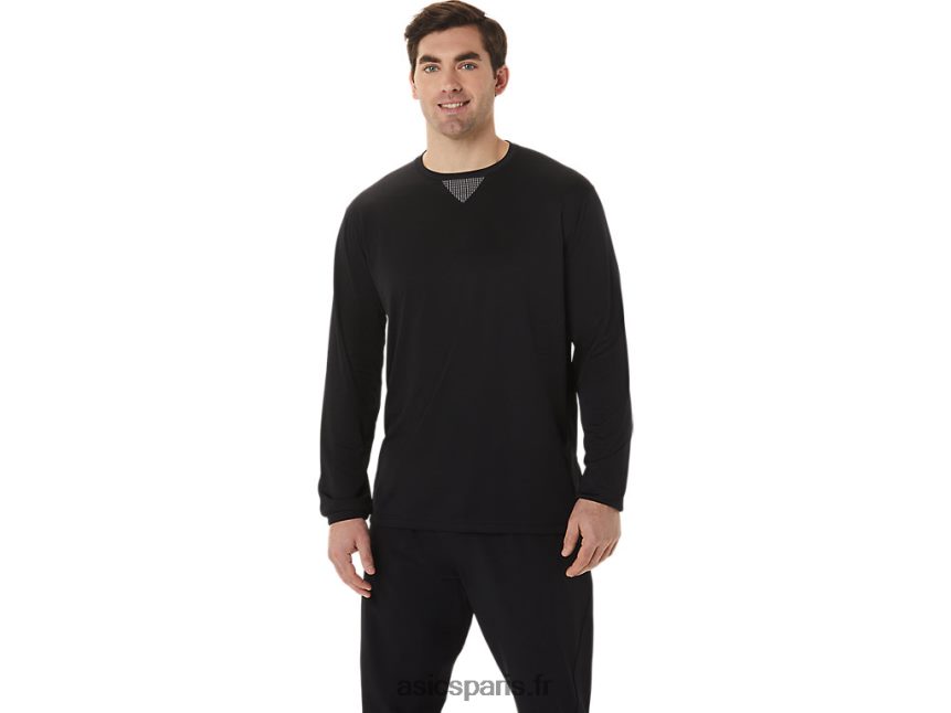 Hommes Asics haut à manches longues en jacquard rafraîchissant actibreeze BXL8B2991 performance noir