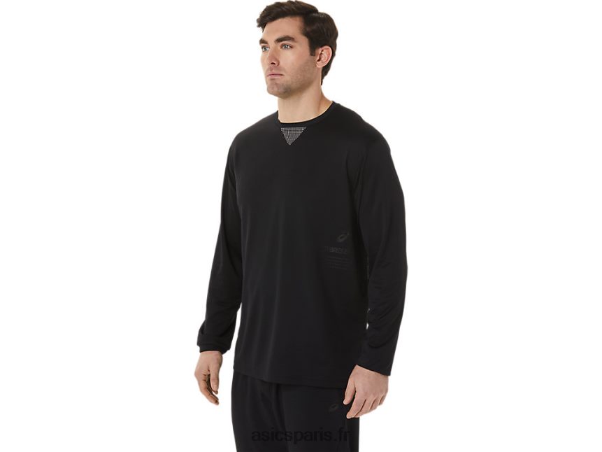 Hommes Asics haut à manches longues en jacquard rafraîchissant actibreeze BXL8B2991 performance noir