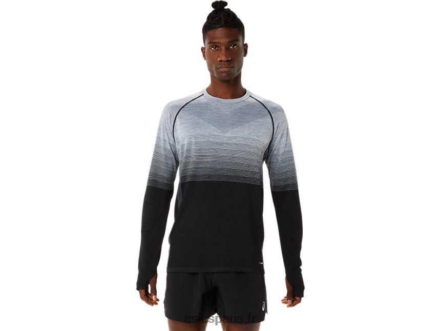 Hommes Asics haut sans couture à manches longues BXL8B21073 performance noir/porteur gris