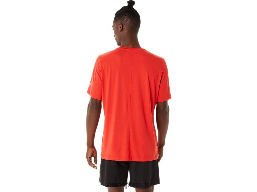 Hommes Asics haut technique hthr à manches courtes BXL8B21422 bruyère rouge feu