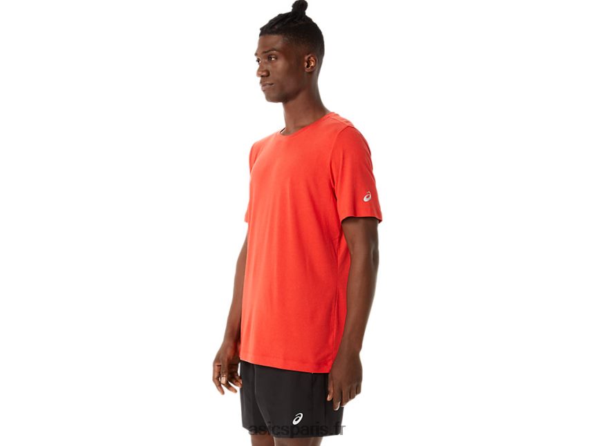 Hommes Asics haut technique hthr à manches courtes BXL8B21422 bruyère rouge feu