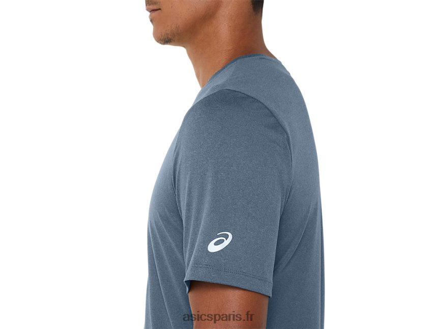 Hommes Asics haut technique hthr à manches courtes BXL8B2160 bleu acier chiné