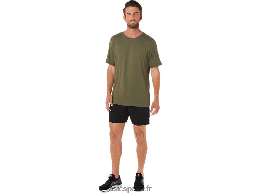 Hommes Asics haut technique hthr à manches courtes BXL8B21705 toile olive chinée