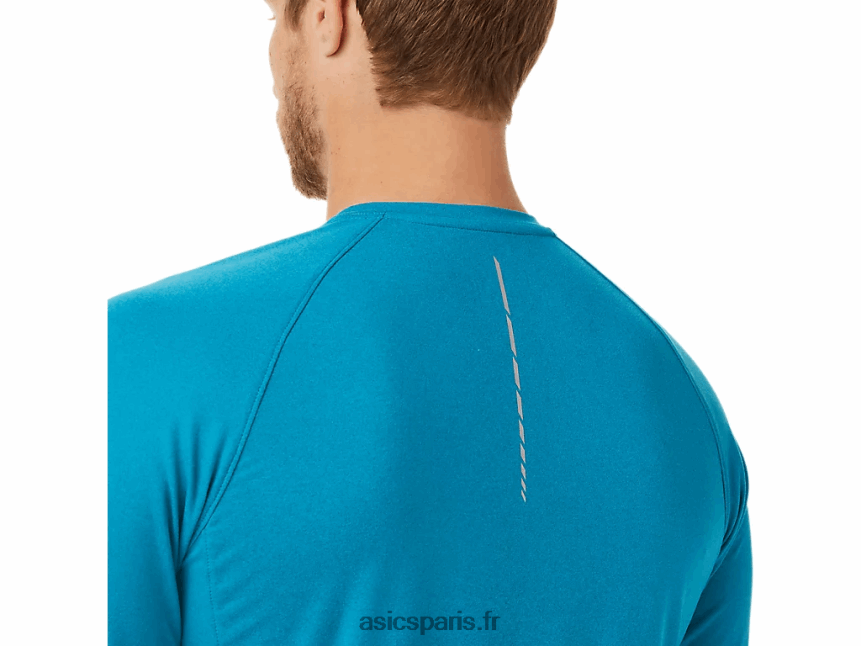 Hommes Asics henley à manches longues perf BXL8B22026 bruyère bleu sarcelle